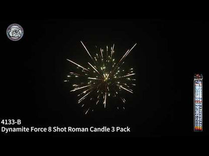 Dynamite Force 8 Shot Roman Candle (Pack of 3) by British Bulldog